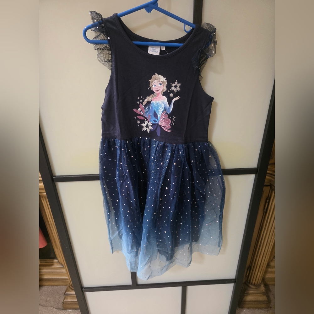 NEW GIRLS CUTEST BLUE FROZEN DRESS SIZE 8